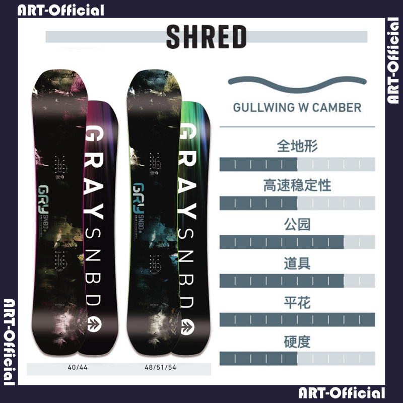【ART】现货25款GRAY小树入门级平花板单板滑雪板SHRED男女包邮