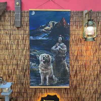 民宿装饰民族风藏族装饰画祈福卓玛茶室玄关竖版壁画藏式布艺挂画