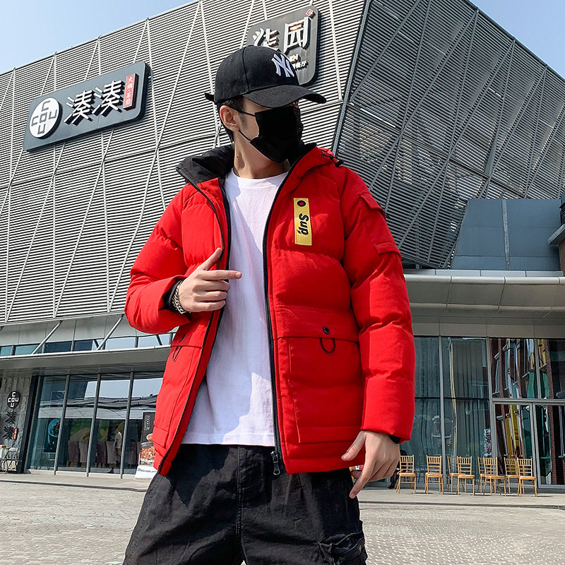 大红色本命年棉衣男2025秋冬加肥加大码青少年外套工装羽绒棉服