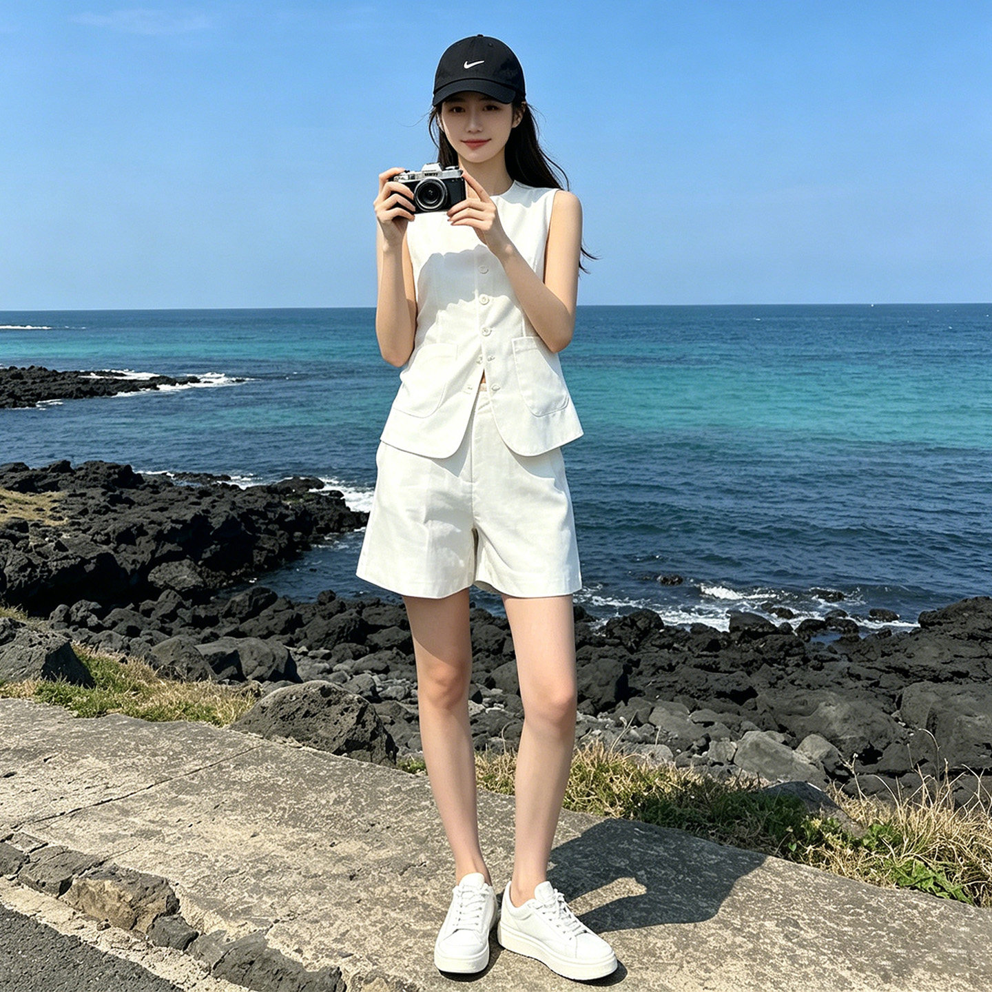 气质温柔风时尚套装女夏季新款法式小香风无袖上衣阔腿短裤两件套