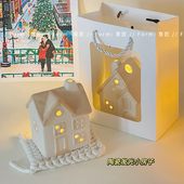 ins陶瓷发光小房子圣诞节装 饰工艺品桌面氛围摆件礼品送闺蜜朋友