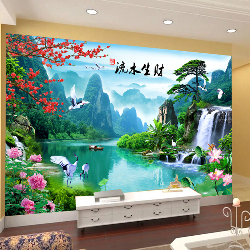 Poster mural géant moderne chinois - papier peint en soie - Ref 2462173 Image 1