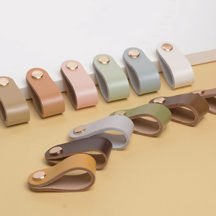 真牛皮单孔暗拉手移门轻奢柜门衣柜抽屉皮质橱柜柜子儿童房把手