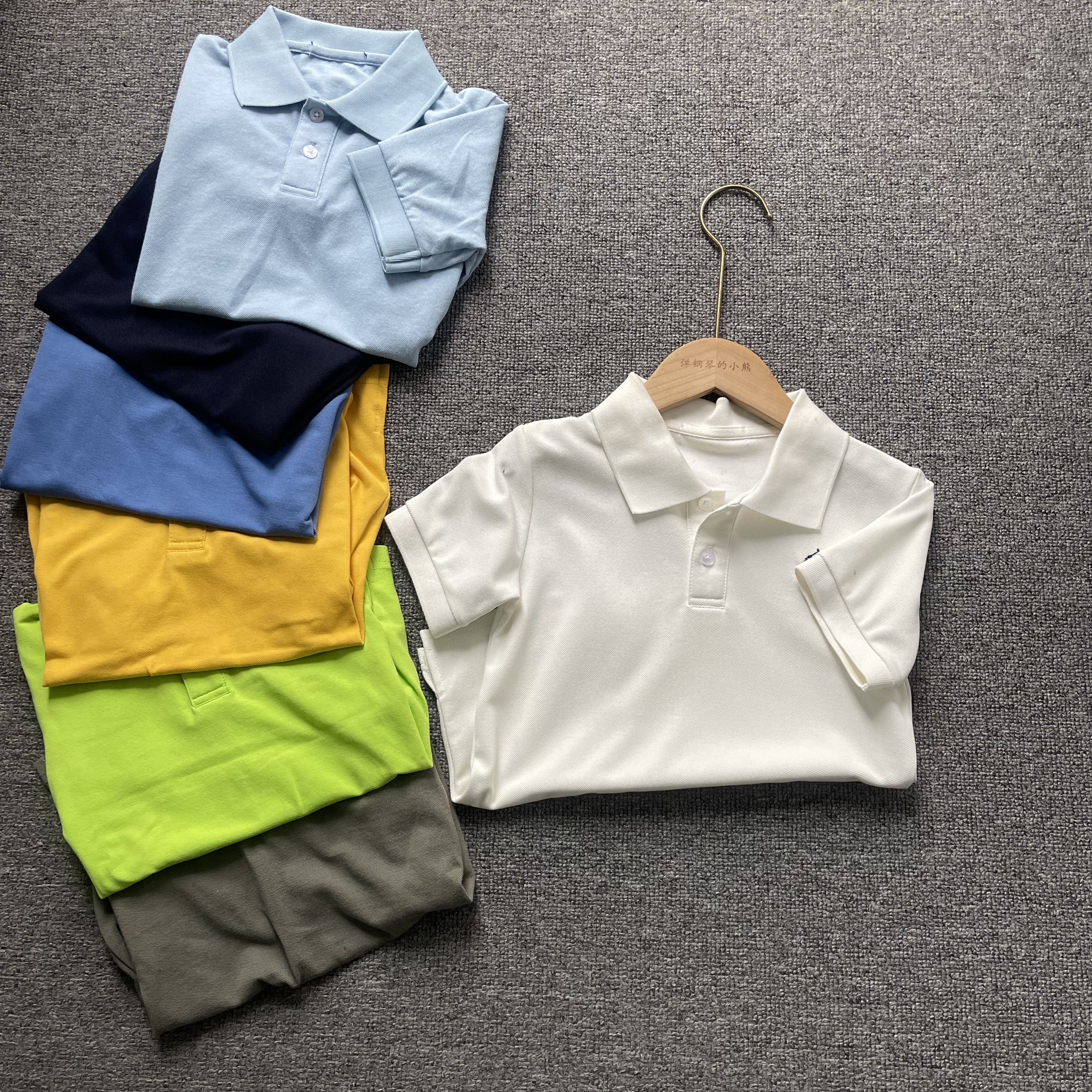外贸儿童短袖T恤男女童POLO衫刺绣中大小儿童学生园服上衣亲子装