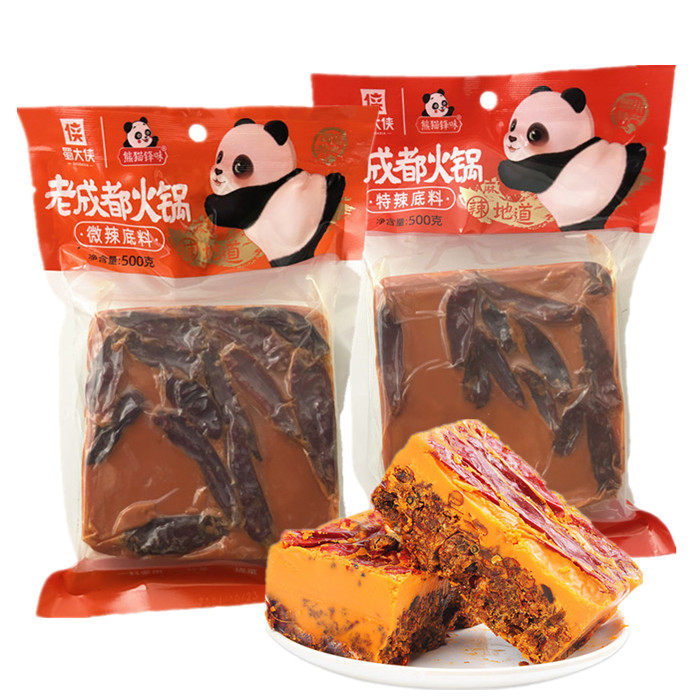蜀大侠熊猫锋味老成都火锅底料500g四川特产麻辣冒菜干锅烧菜调料