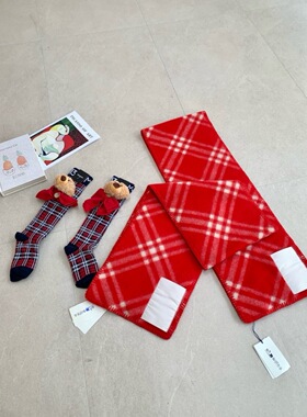 TT OF Girl 定制线 新年氛围感 宽版骑士缝标格纹绵羊毛围巾披肩