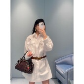 显瘦字母刺绣中长款 Girl 定制线 叠穿万能搭宽松廓版 衬衫 裙