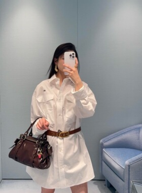 TT OF Girl 定制线 叠穿万能搭宽松廓版显瘦字母刺绣中长款衬衫裙