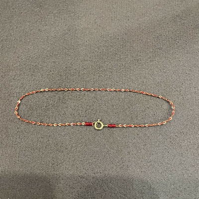 18k纯金特细小链条红绳叠搭单品