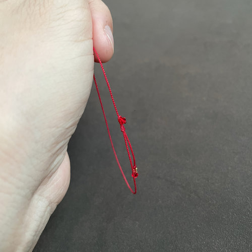 18kmini金珠红水晶极细编织本命年手链