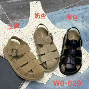 2026新款头层牛皮真皮厚底包头拖鞋女外穿时尚百搭休闲拖鞋猪笼鞋