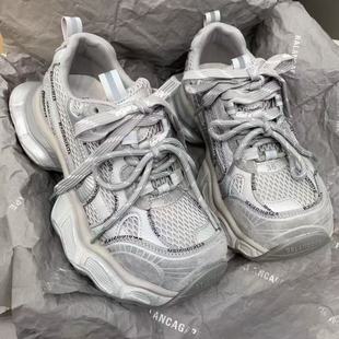 厚底老爹鞋 系带单鞋 女春季 网面运动鞋 复古做旧增高休闲鞋 2026新款