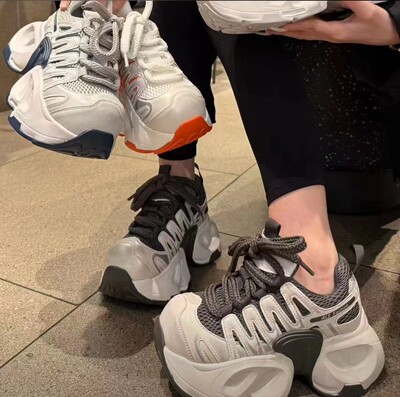 1010网面透气老爹鞋女款2026新款春季女鞋增高厚底休闲轻便跑步鞋