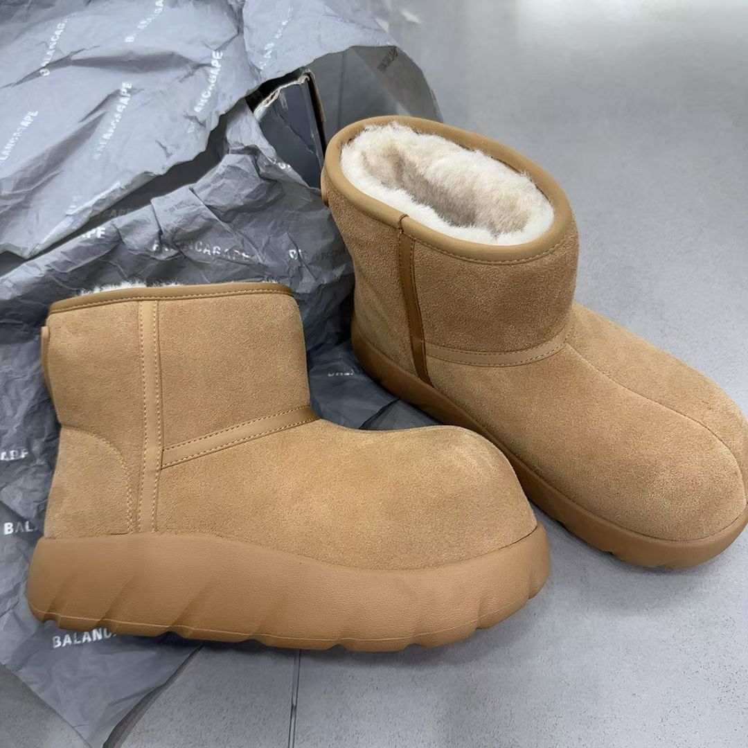 真皮雪地靴女冬季加绒保暖短靴2025真皮牛皮厚底东北人外穿棉鞋