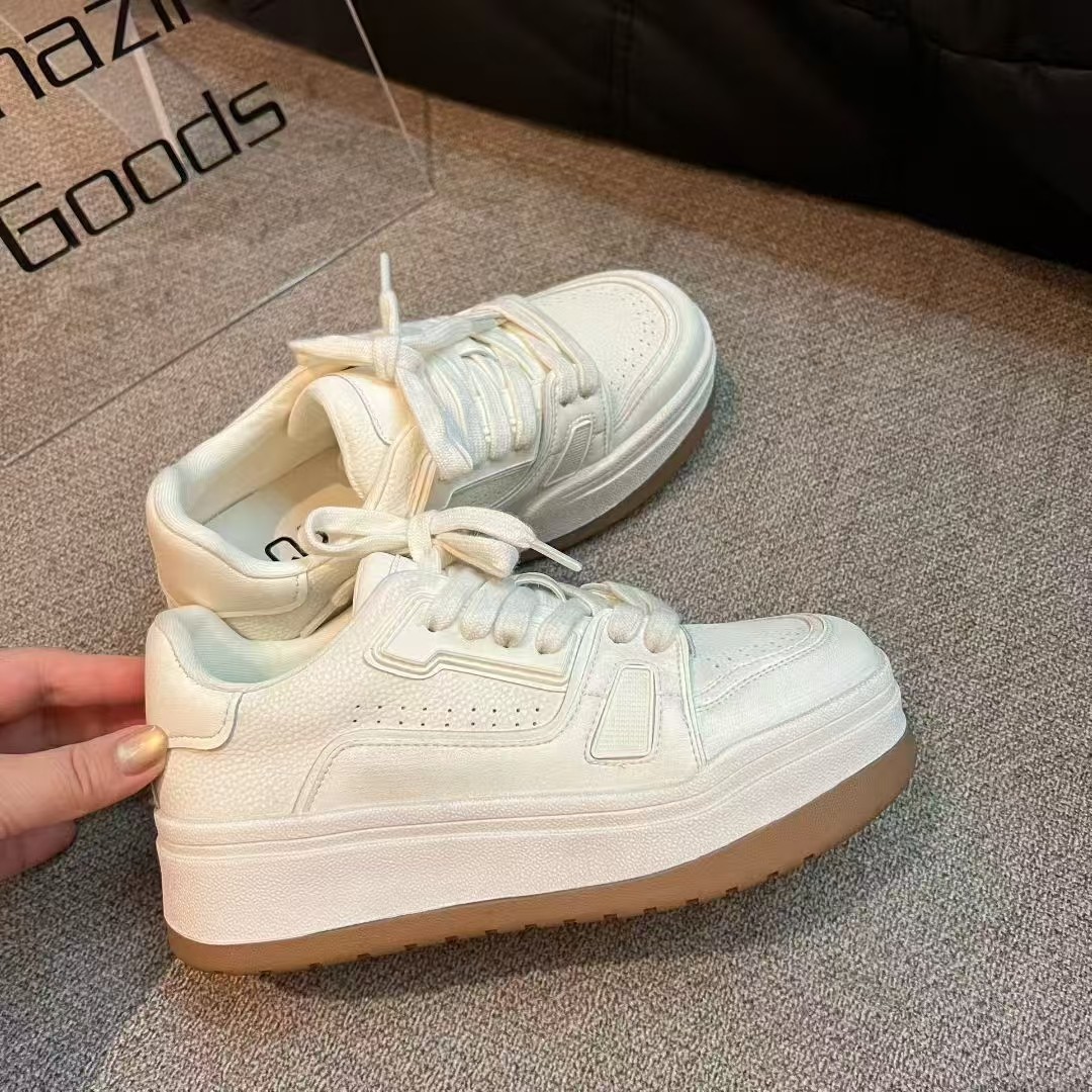 2026新款真皮板鞋女时尚潮流休闲鞋厚底系带单鞋舒适小白鞋,女鞋,休闲板鞋,淘宝优惠券,粉丝福利购,淘宝优惠卷