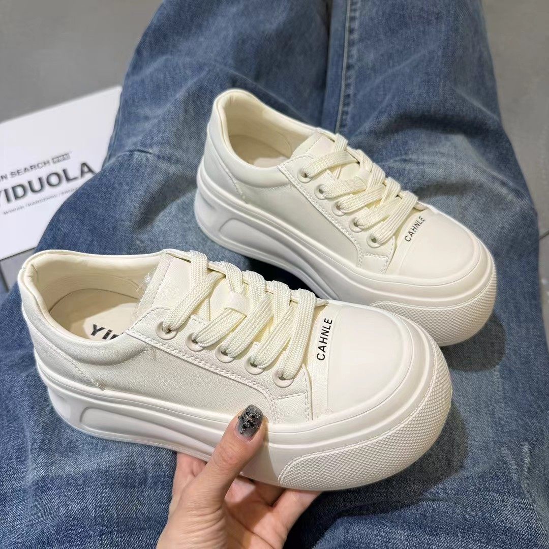 2026新款真皮小白鞋女春季时尚潮流运动休闲鞋系带板鞋厚底松糕鞋,女鞋,休闲板鞋,淘宝优惠券,粉丝福利购,淘宝优惠卷