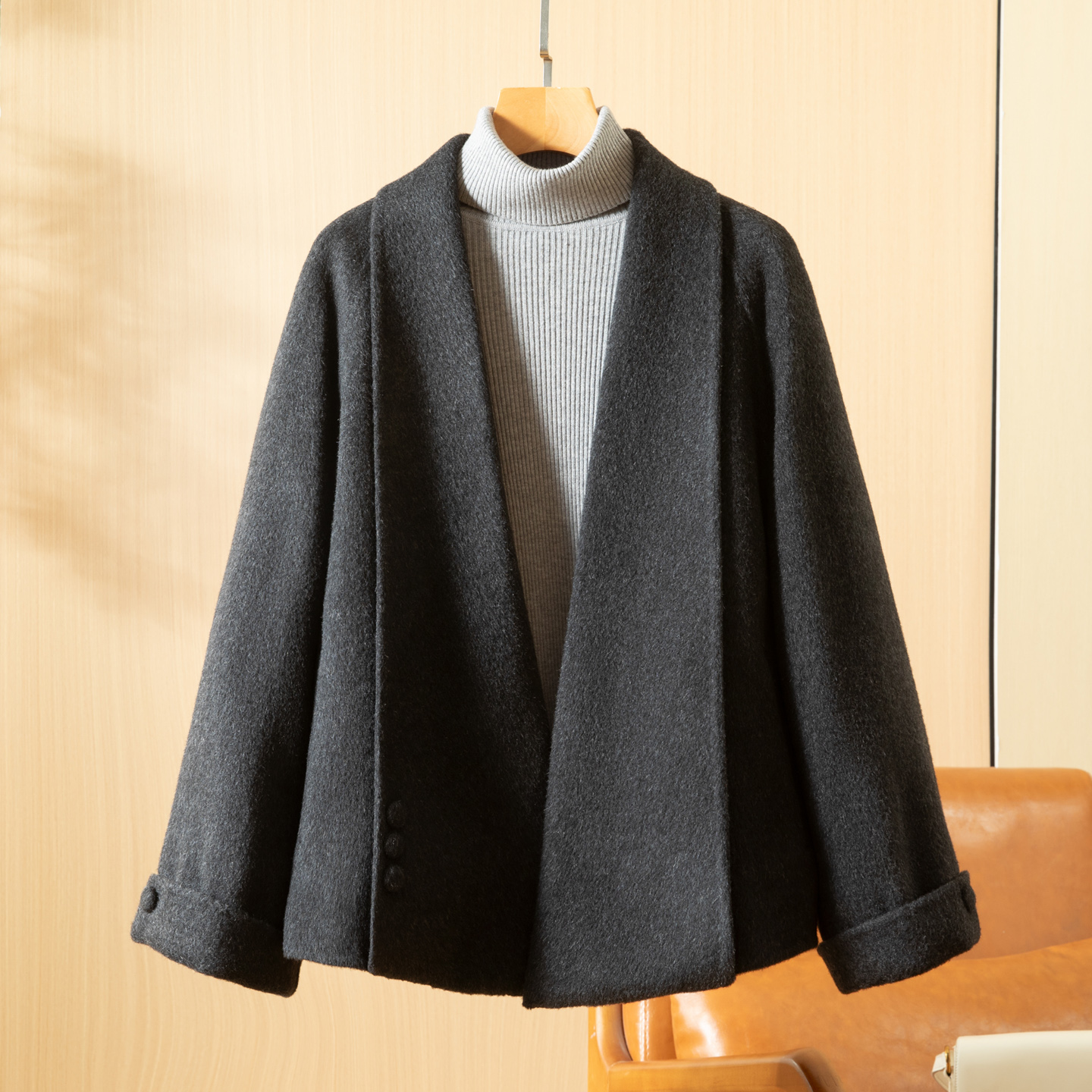 披风斗篷羊绒大衣国风双面呢外套