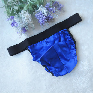 内裤 男士 真丝桑蚕丝丁字裤 T裤 小三角 2件 U凸性感低腰男生夏季 包邮