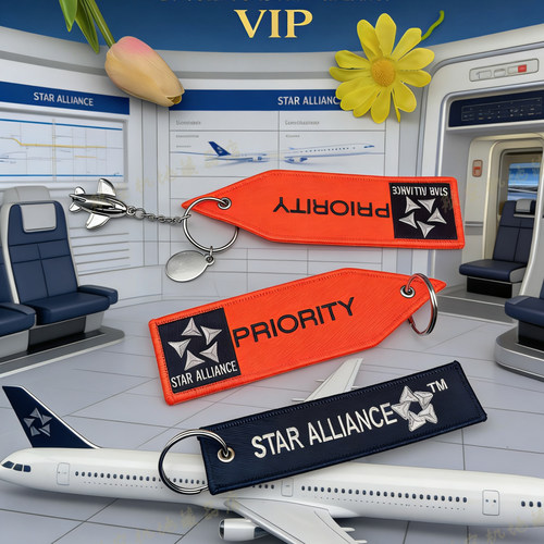 星空联盟PRIORITY优先行李牌钥匙扣航空机组刺绣箱包挂饰民航飞机