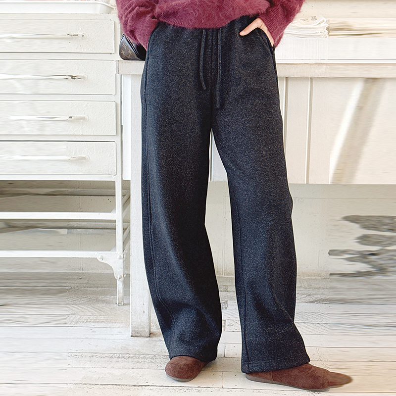 颜菱加绒裤子女2025冬季新款百搭加厚直筒休闲裤卫裤Y112812