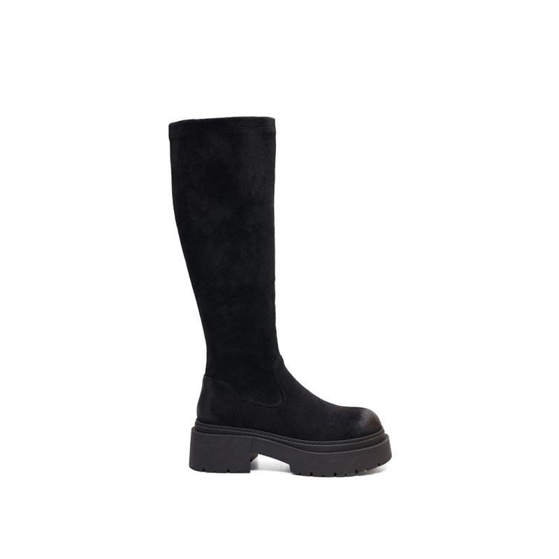 BOOTS WOMENS FALL|WINTER 2023 NEW KNEE BOOTS FLEECE RIDER BOOTS SLIM STRETCH BOOTS THICK-SOLED TALL BOOTS
