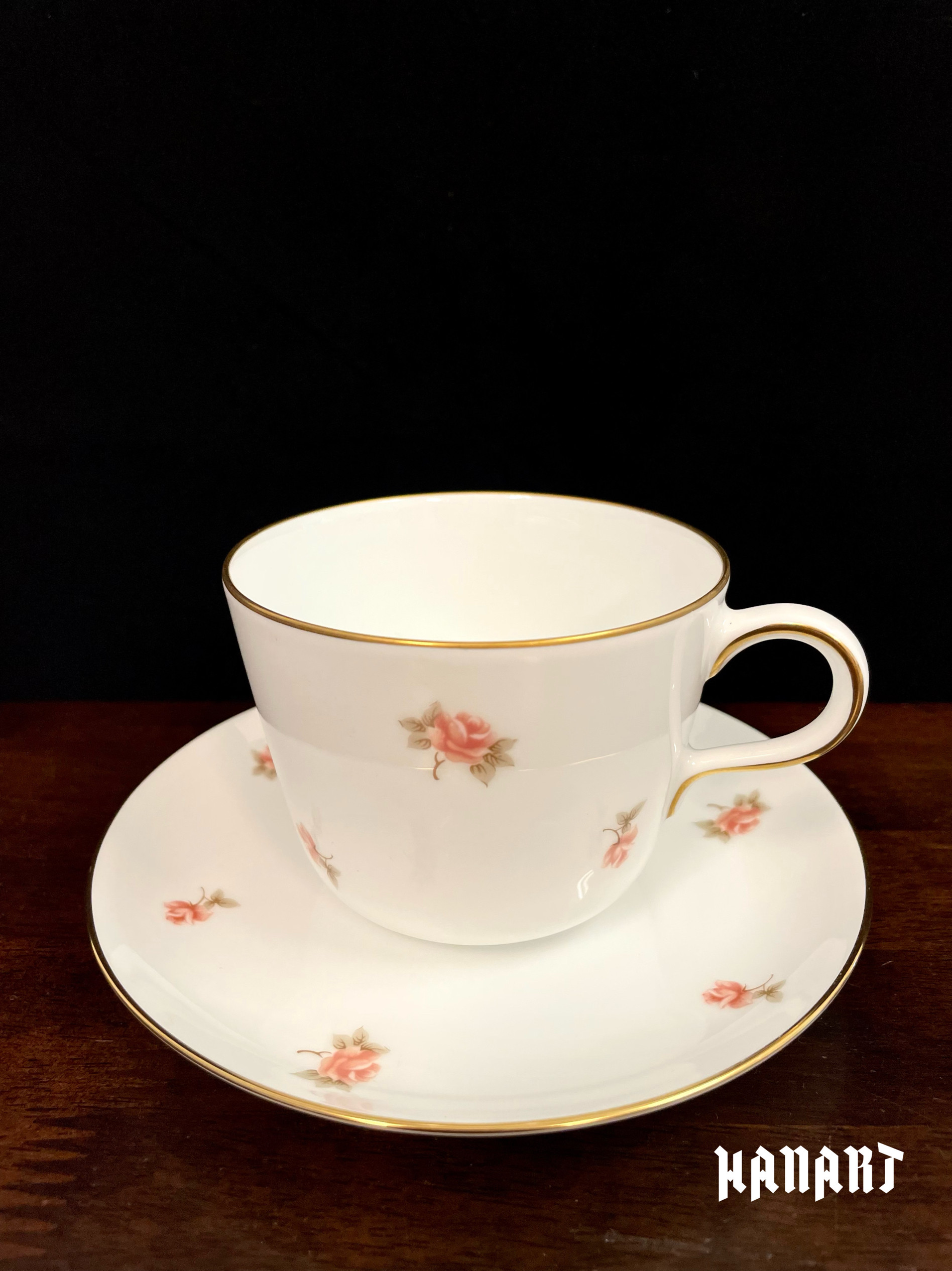 日本Okura Art China大仓陶园咖啡杯碟下午茶茶具茶杯手绘粉色花