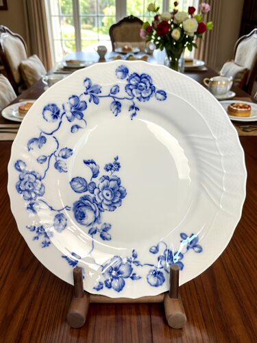 Richard Ginori意大利产手绘青花蓝色玫瑰蛋糕盘果盘27cm餐盘收藏