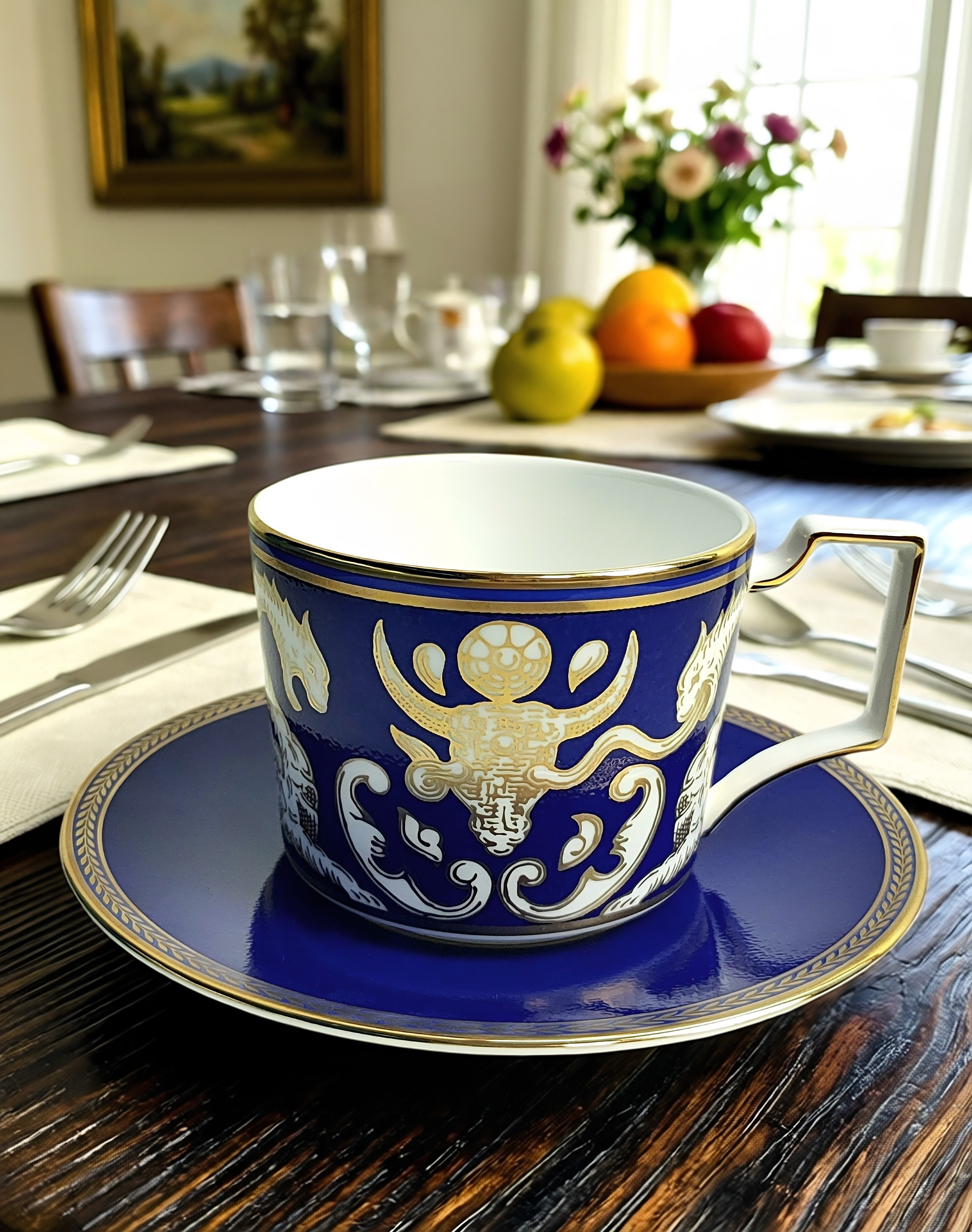 英国产Wedgwood文艺复兴时期鎏金骨瓷咖啡杯碟茶杯下午茶杯碟收藏