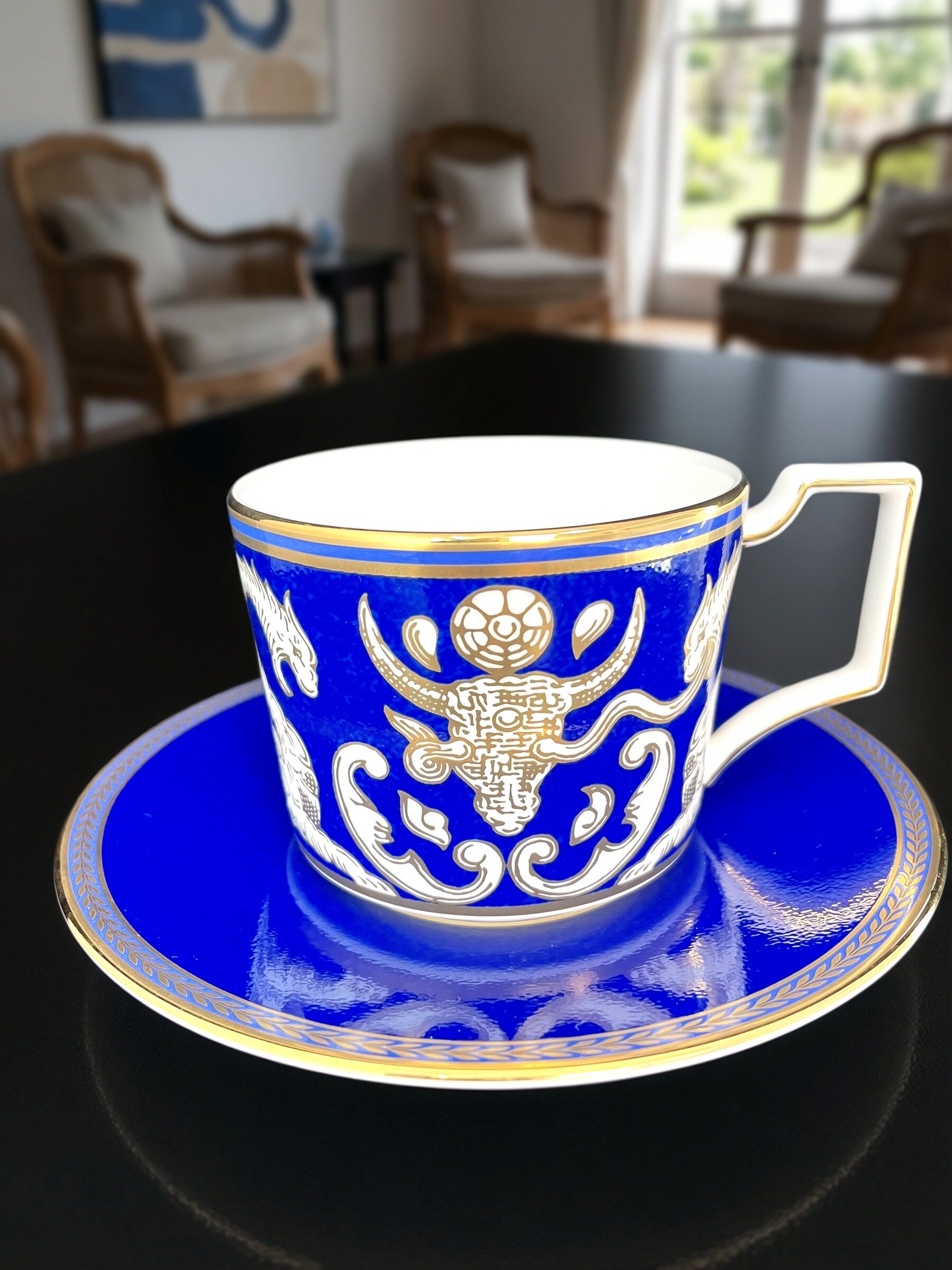 英国产Wedgwood文艺复兴时期鎏金骨瓷咖啡杯碟茶杯下午茶杯碟收藏
