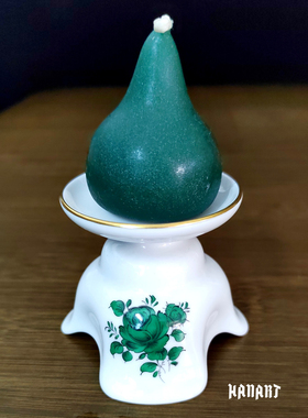 手绘家居烛台奥格腾Augarten瓷绿