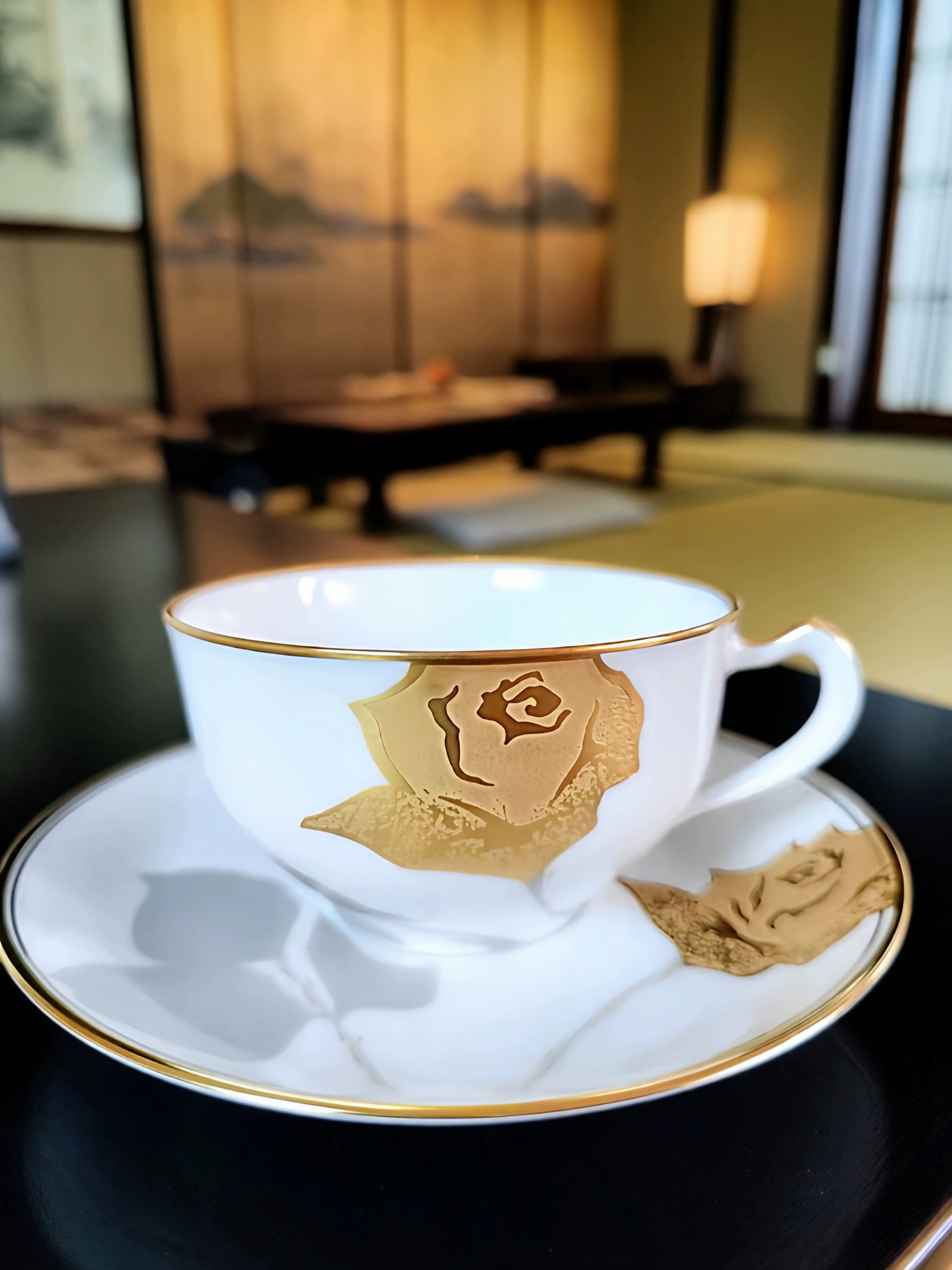 日本大仓陶园OKURA GOLD ROSE咖啡杯碟金蚀玫瑰下午茶餐具红茶杯