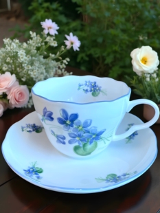 圣罗兰骨瓷花卉手绘咖啡杯复古红茶杯碟 YSL 法国SAINT LAURENT