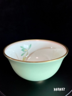 日本皇室御用瓷器香兰社绿色杯子KORANSHA骨瓷绿釉茶杯品茗杯茶具