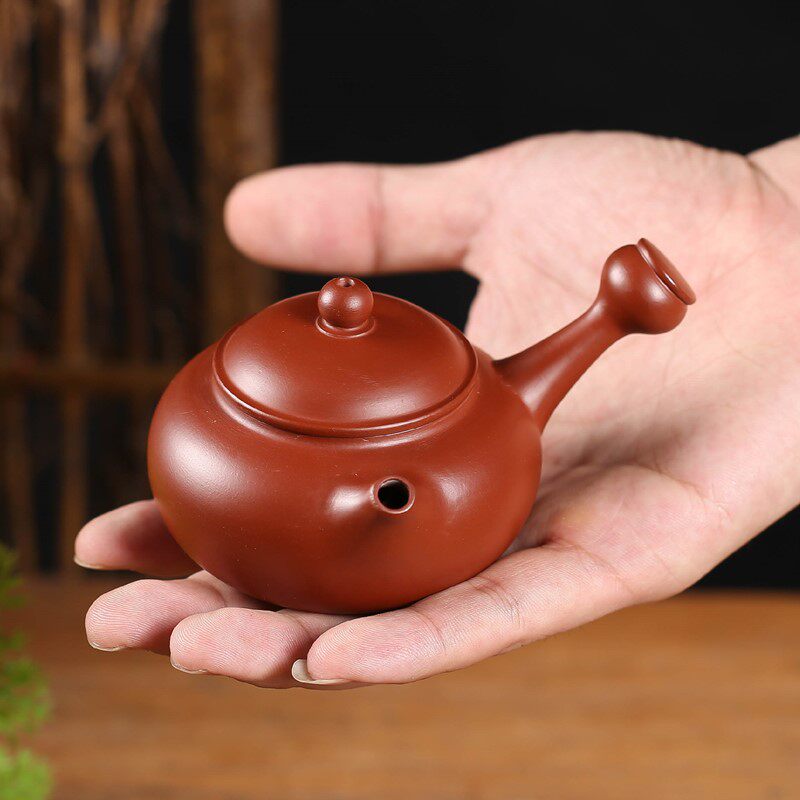 潮州手拉壶薄胎紫砂壶功夫茶具小茶壶泡茶单壶大红袍纯手工侧把壶