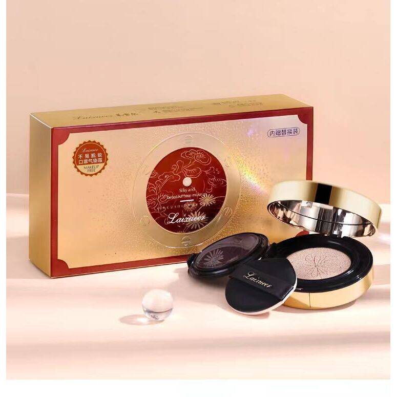 莱雪尔气垫黑灵芝水透光感BB霜持久哑光遮瑕美颜无痕气垫不脱妆