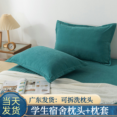 广东发货枕头学生宿舍单人双人护颈椎工地员工男女枕芯加枕套现货