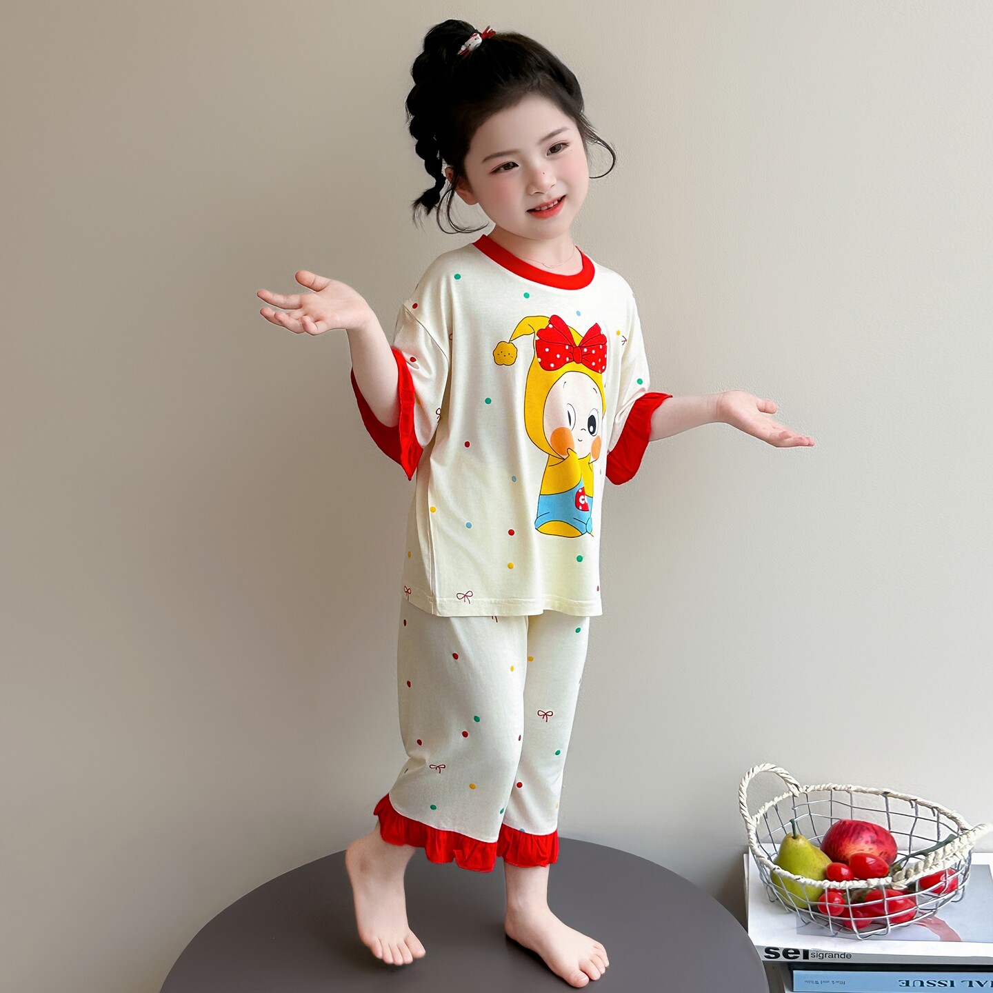 莫代尔夏季女童睡衣套装空调服