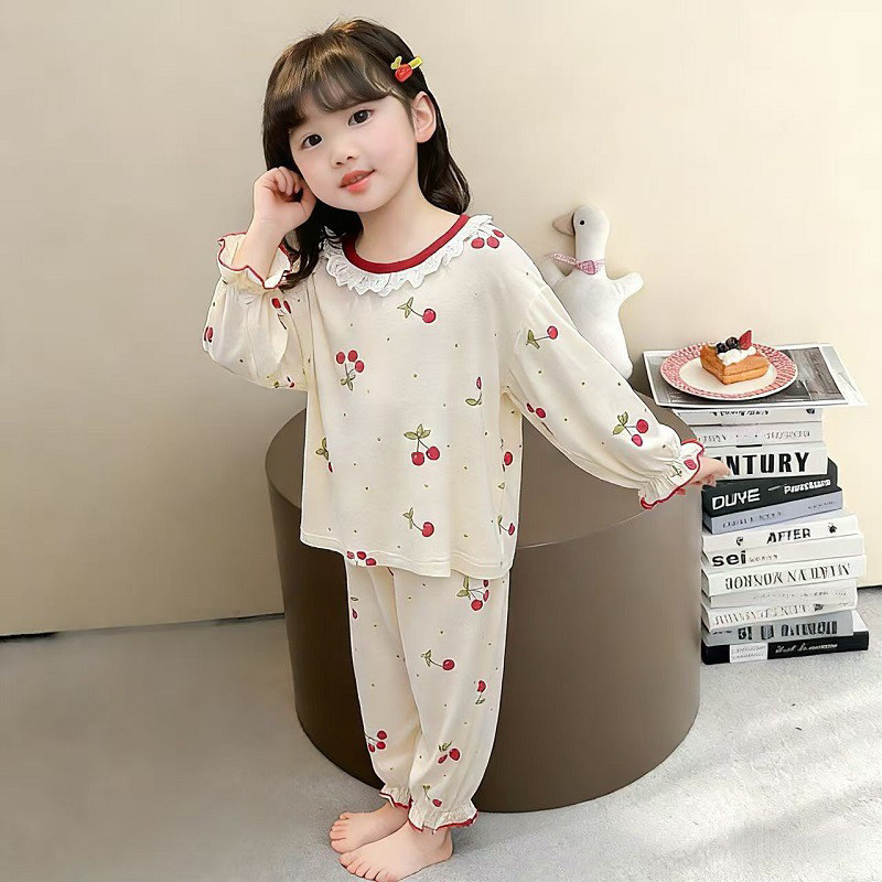 儿童睡衣长袖莫代尔秋衣秋裤薄款2026新款中大童女孩可爱家居服