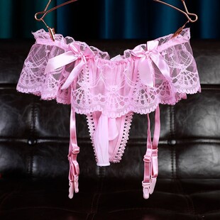 jj套蕾丝内裤 丁字裤 吊带一体一片式 内裤 基佬低腰透明 男士