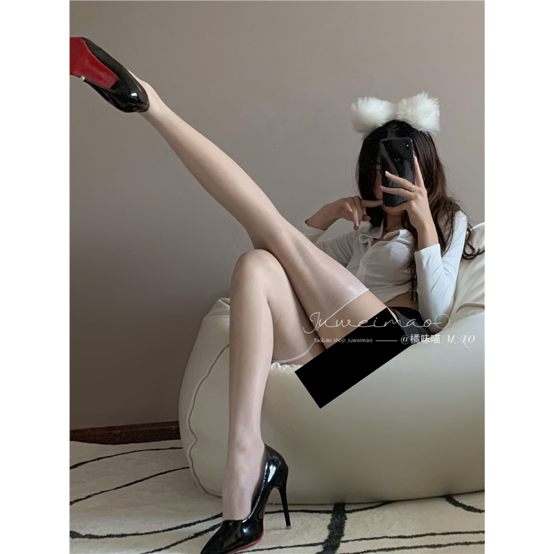橘味喵：1d无边反油光白丝马高油亮长筒丝袜女性感超薄过膝大腿袜,女士内衣/男士内衣/家居服,连裤袜/打底袜,淘宝优惠券,粉丝福利购,淘宝优惠卷