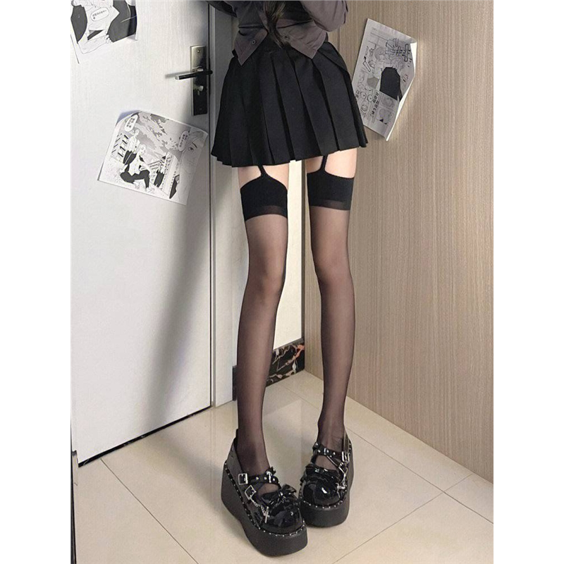 性感jk黑色长筒过膝吊带一体式黑丝袜子女辣妹黑丝袜纯欲百搭薄款,女士内衣/男士内衣/家居服,连裤袜/打底袜,淘宝优惠券,粉丝福利购,淘宝优惠卷