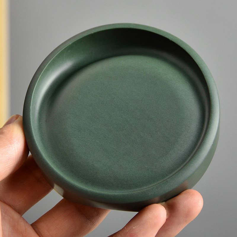 艺砚阁甘肃洮砚老坑特价手工圆砚下发利器文房四宝砚台