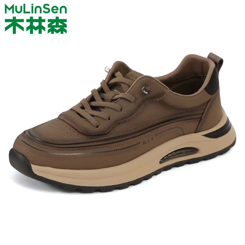 木林森厚底休闲运动鞋男士真皮
