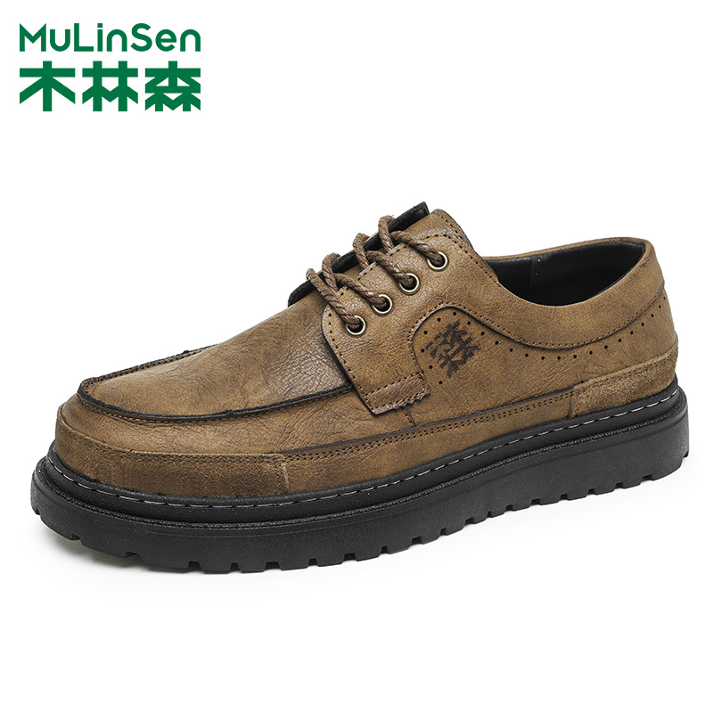 木林森皮鞋男士英伦风商务休闲鞋