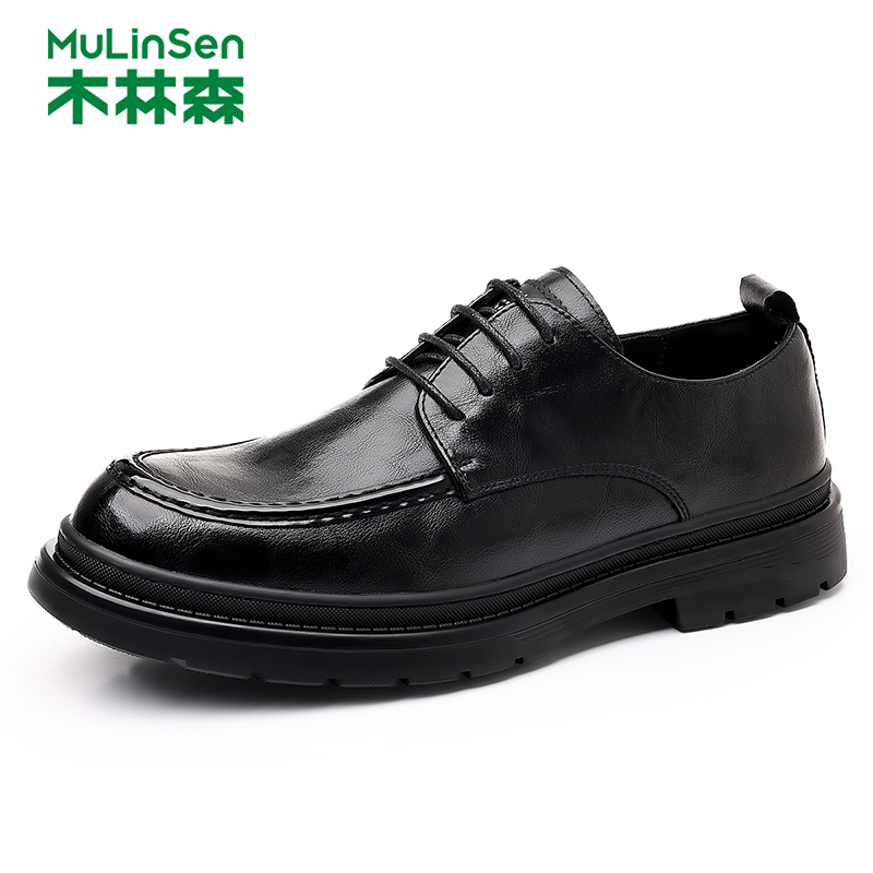 木林森男士系带德比结婚新郎鞋