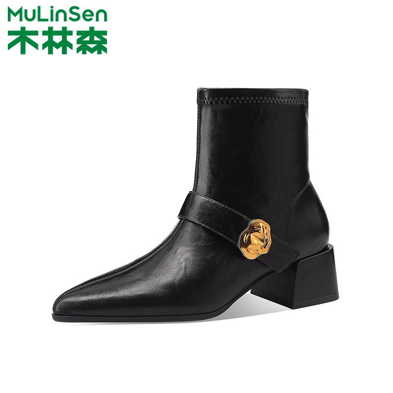 木林森英伦风马丁靴女瘦瘦靴