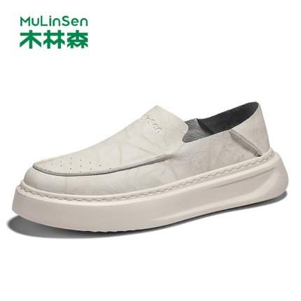 木林森男鞋2025夏季新款一脚蹬软底休闲鞋男士透气厚底懒人乐福鞋