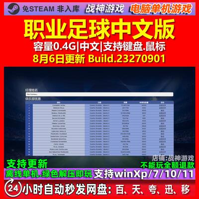 职业足球 Pro Football 中文版 电脑PC单机游戏