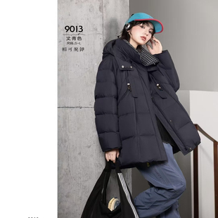 25冬羽绒服以旧翻新定制订做加厚加绒活帽格子领面包女装hs9013