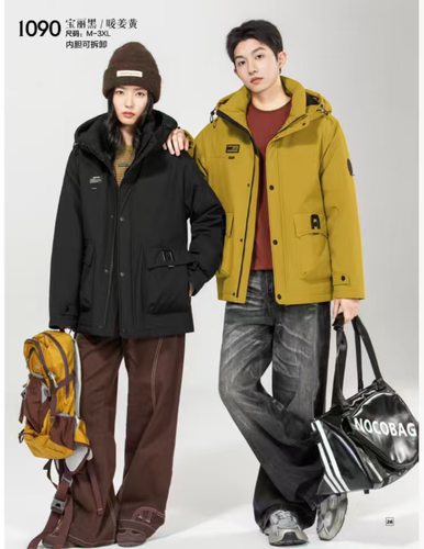 26秋冬新款BF1090情侣款户外休闲活面羽绒服以旧翻新加绒加厚定制